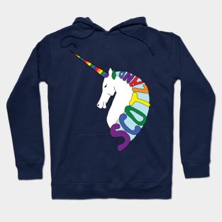 RAINBOW COLOURED SCOTTISH UNICORN WITH SCOTLAND TEXT MANE Hoodie